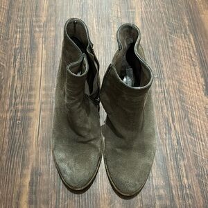 All saints taupe suede booties; sz 36